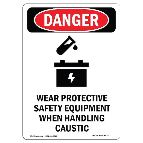 Signmission OSHA Danger Sign, Wear Protective Safety, 10in X 7in Rigid Plastic, 7" W, 10" H, Portrait OS-DS-P-710-V-1615 - main